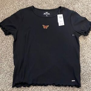 Black hollister butterfly shirt